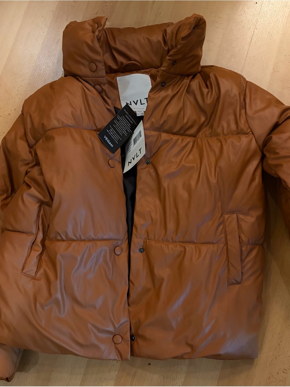 NVLT Cognac Vegan Puffer Jacket